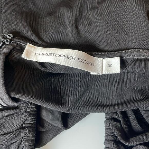 Christopher Esber Arced Palm Strapless Black Maxi Dress Size 6 - Picture 10 of 11